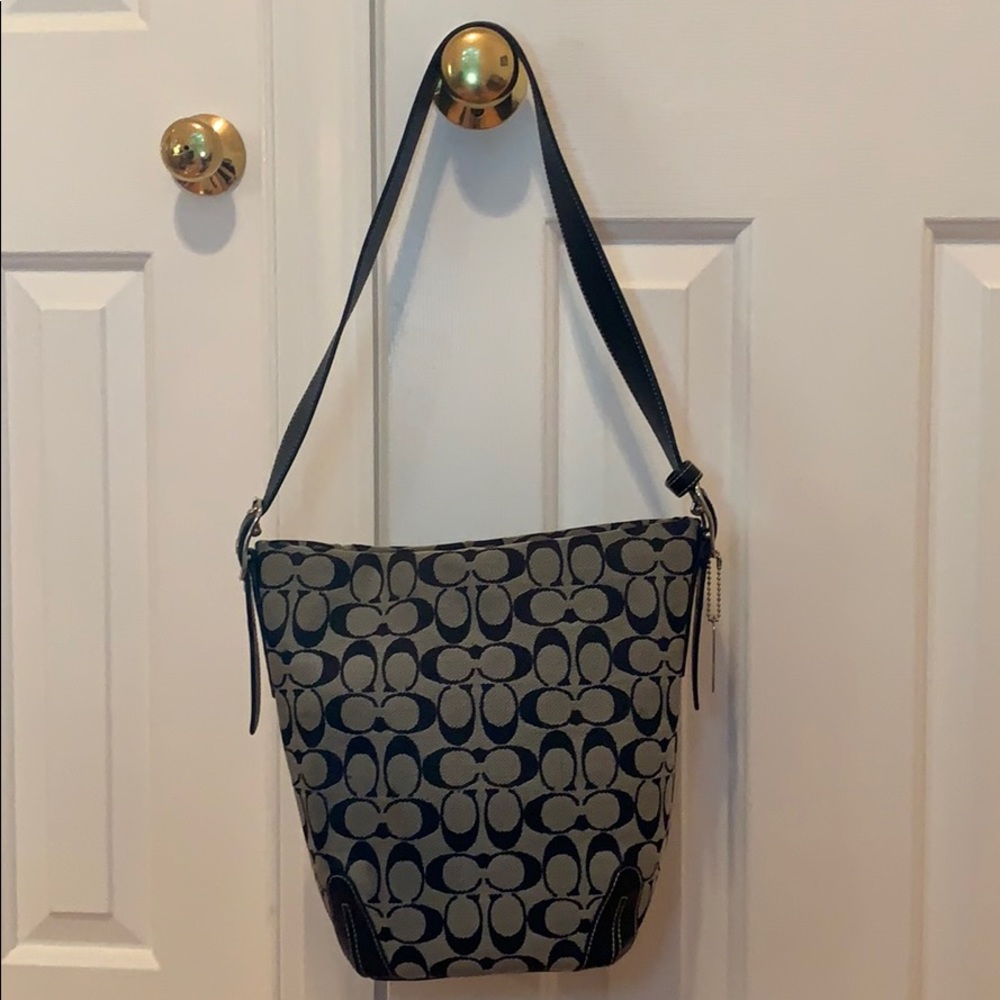 Coach black canvas/leather signature small duffle